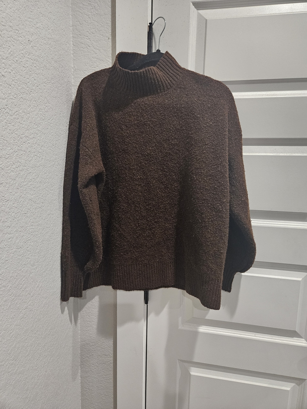 Zenana Outfitters Brown Mock Neck Sweater